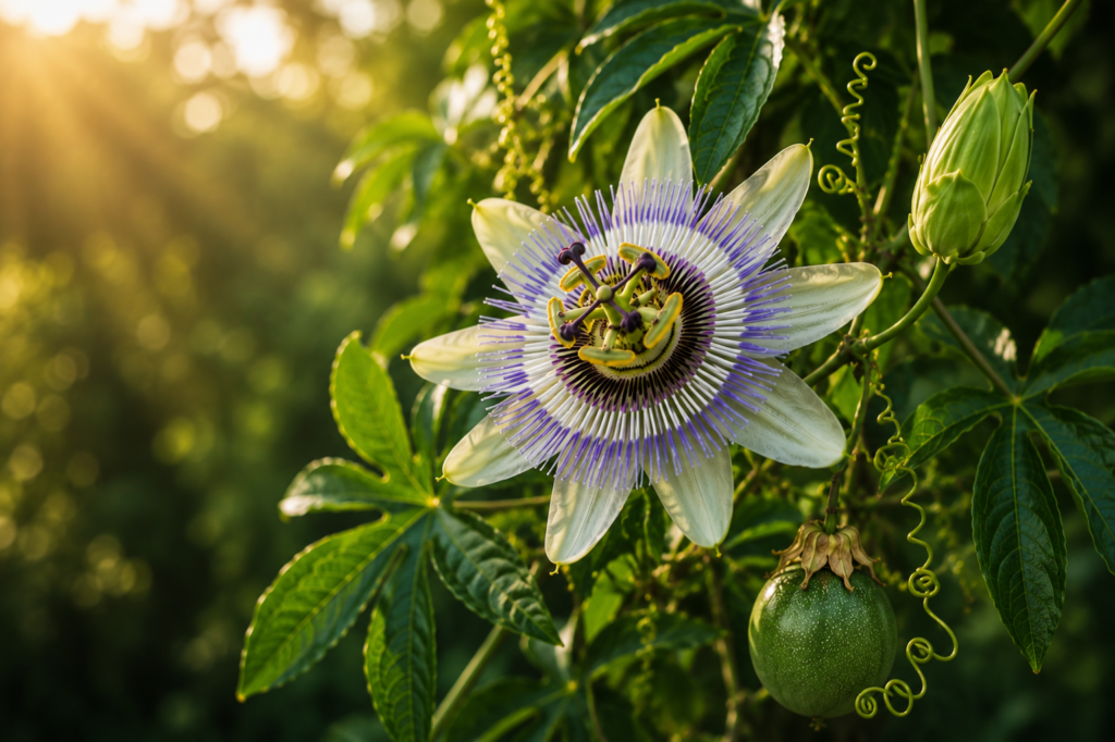 Flor de maracuja com fruto